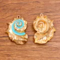 Legering schelp hanger DIY sieraden maken component blauw emaille zee schelp 28x35mm - Blauw Emaille