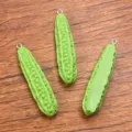 DIY resin bitter gourd pendant charms, cute green vegetable jewelry accessories for handmade crafts. - 1 Piece (12x55mm)