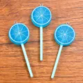 Blue resin lemon lollipop charms DIY jewelry pendants, 25x71mm cute fruit accessories. - 1 Piece/Pack / Blue