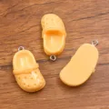Orange Harz Schuh Anhänger 15x31mm DIY süße Clog Charms für Handytasche Schmuckherstellung - 1 Stück / Gelb