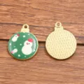 Christmas snowman pendant, KC gold alloy enamel round charm for DIY jewelry making accessories. - Snowman Style (4)