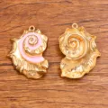 KC goud schelp hanger DIY legering sieraden accessoire zeedier bedel voor handwerk - Roze Emaille