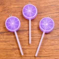 Purple citrus orange lollipop resin pendants DIY jewelry accessories, 25x71mm glowing charms. - 1 Piece/Pack / Purple
