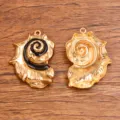 Legering schelp hanger, DIY zee schelp sieraden accessoire met KC goud en zwarte olie. - Zwarte Emaille Stijl