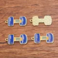 DIY legering dumbbell bedels, KC vergulde geëmailleerde sport hangers voor sieraden maken. - Nr. 1 - Halter / 1 Stuk Verpakking (11x24mm) / Blauw