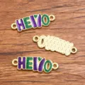 DIY Κράμα Κοσμήματα Συνδετήρας KC Χρυσό Σμάλτο Γράμμα Φυλαχτά Βραχιόλι Αξεσουάρ - Νο.4 Στυλ Γράμματος HELLO / 1 Τεμάχιο (9x27mm)