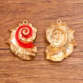 Allooi schelp hanger DIY sieraden accessoire, verguld rood geëmailleerd slak variant ontwerp. - Rood Emaille
