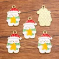 Christmas bear enamel alloy charm pendant with star, KC gold edge for DIY jewelry making. - Style 8 / 1 Piece/Pack (15x25mm)