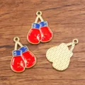 Emaille Bokshandschoen Hanger Rood Blauw KC Goud Metaal Legering DIY Sieraden Accessoire - Nr. 2 - Bokshandschoen / 1 Stuk/Verpakking (18x26mm) / Rood