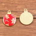 Christmas round alloy drip oil gingerbread man pendant charm, KC gold DIY jewelry accessory. - Red Gingerbread Man Style (12)