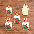 Christmas hat enamel metal charms, KC gold alloy DIY jewelry pendant accessories for crafting. - Style 9 / 1 Piece/Pack (11x19mm)