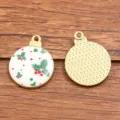 DIY Christmas ball alloy pendant jewelry accessories KC gold tone holly pattern charms. - Holly Berry Style (9)