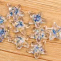 Charmants pendentifs étoiles en résine avec feuille bleue et paillettes pour bijoux et porte-clés. - Bleu foncé