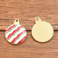 Christmas round enamel charm DIY alloy pendant KC gold jewelry making accessories variant - Red and Green Wave Style (8)
