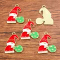 Christmas Gnome charms DIY alloy enamel pendants KC gold jewelry making accessories 5pcs - Style 12 / 1 Piece (21x24mm)