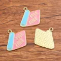 DIY emaille yoga mat legering bedels KC verguld hanger sieraden maken accessoires set - Nr. 4 - Yogamat / 1 Stuk (19x21mm) / Roze
