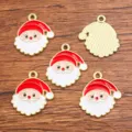 DIY alloy Christmas Santa Claus enamel charm pendants, gold plated jewelry accessories. - Style 13 / 1 Piece (19x21mm)