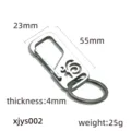 Porte-clés mousqueton en acier inoxydable 55x23mm clip métallique robuste de 4mm d'épaisseur. - Argent