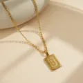 Collar con colgante cuadrado de letra B de acero inoxidable dorado para hombre hip hop - Letra-B / Dorado