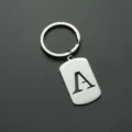 Stainless steel initial letter A keychain military dog tag keyring backpack accessory - Letter A Style