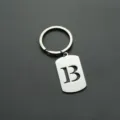 Stainless steel letter B keychain, metal dog tag key ring, trendy backpack accessory pendant. - Letter B Style
