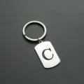Stainless steel letter C keychain, durable metal dog tag key ring backpack pendant variant. - Letter C Style