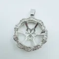 Silberfarbene Spitze Blumen Zirkonia Anhänger Rohling DIY Schmuckfassung Zubehör Set. - Anhänger Ohne Kette / Silber