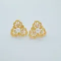Französische Vintage filigrane Blumen Perlen Ohrstecker elegante Luxus Damen Schmuck. - Ohrstecker / Acrylperle Stil / Gold