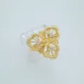 Vintage goldfarbene Blumen-Durchbruchring-Variante, elegantes hohles Blütenblatt-Design mit Kristallen. - Ring / Leere Fassung / Gold