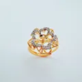 18K gold plated zircon flower ring mounting for 8mm pearl elegant jewelry design - Sprout Ring Empty Base