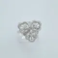 Silbernes filigranes Blumenring Vintage-Stil durchbrochenes Design Variante Schmuck elegant - Ring / Leere Fassung / Silber