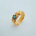Gold plated adjustable mesh ring with enamel flower and pearl setting peg variant - Blossom Ring Empty Base