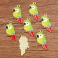 DIY enamel parrot charms, gold plated alloy bird pendants for handmade jewelry crafts. - Parrot Bird Shape (No. 1) / 14x31mm