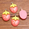DIY Resin Strawberry Pendant Cute Fruit Charm Jewelry Making Accessories Craft Supplies - Strawberry / 1 Piece (18x30mm)