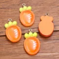 Carrot resin charms DIY pendant accessories, cute orange vegetable charms for jewelry making crafts. - Carrot / 1 Piece/Pack (18x31mm)