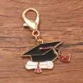 Graduation Cap Charm Alloy Keychain Pendant with Lobster Clasp for Season Gift - Style 1 Doctoral Hat / 1 Piece (19x29mm) With Lobster Clasp