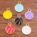 Colorful enamel basketball charms alloy pendants DIY jewelry making accessories set. - Small (1.1g) / 17x21mm / Random Mixed Colors