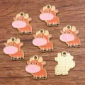 Ciondoli in lega smaltata a forma di bue, ciondoli dorati KC per la creazione di gioielli fai-da-te. - Stile Bue (11G5) / 16x20mm / rosa arancio