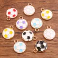 Colorful Enamel Soccer Ball Metal Charms Assorted Colors DIY Sports Pendants Jewelry Findings - Small (15X18mm) / 1 Piece / Random Mixed Colors