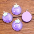 Purple resin fruit vegetable charms DIY jewelry pendants with metal loop for crafts design - Eggplant / 1 Piece (20x27mm)