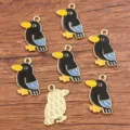 DIY alloy enamel bird charms, KC gold cute animal pendant variant for jewelry making. - Parrot Bird Shape (No. 3) / 17X24mm