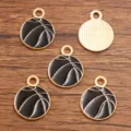 Alloy basketball enamel charm pendant jewelry making DIY accessories, 5 pieces set. - Small (1.1g) / 17x21mm / Black