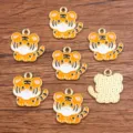Simpatici ciondoli in lega smaltata con tigre dei cartoni animati per la creazione di gioielli. - Stile Tigre (11G5) / 18x18mm / Arancione