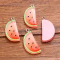 Resin watermelon slice charms for DIY jewelry making, cute fruit pendant accessories. - Watermelon / 1 Piece/Pack (13x27mm)