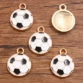 Alloy soccer charms enamel black and white sports pendants for jewelry making DIY crafts - Small (15X18mm) / 1 Piece / Black and White