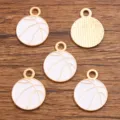 Gold-plated alloy basketball enamel pendants, white drop oil charms, DIY jewelry making. - Small (1.1g) / 17x21mm / White