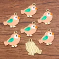 Cute little bird alloy drop oil charms, KC gold finish DIY jewelry making accessories pendant. - Parrot Bird Shape (No. 4) / 22x23mm