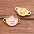 Edelstahl vergoldet Maske Anhänger DIY Schmuck Zubehör rosa emailliertes Design - Rosa Maske / 1 Stück/Packung (15x23mm)