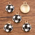 Black and white football enamel charms, gold alloy DIY jewelry pendants set, multi pieces. - Small (15X18mm) / 1 Piece / Black