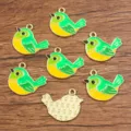 DIY alloy jewelry charms KC gold enamel cute bird pendant crafting accessories set of six - 20X24mm
